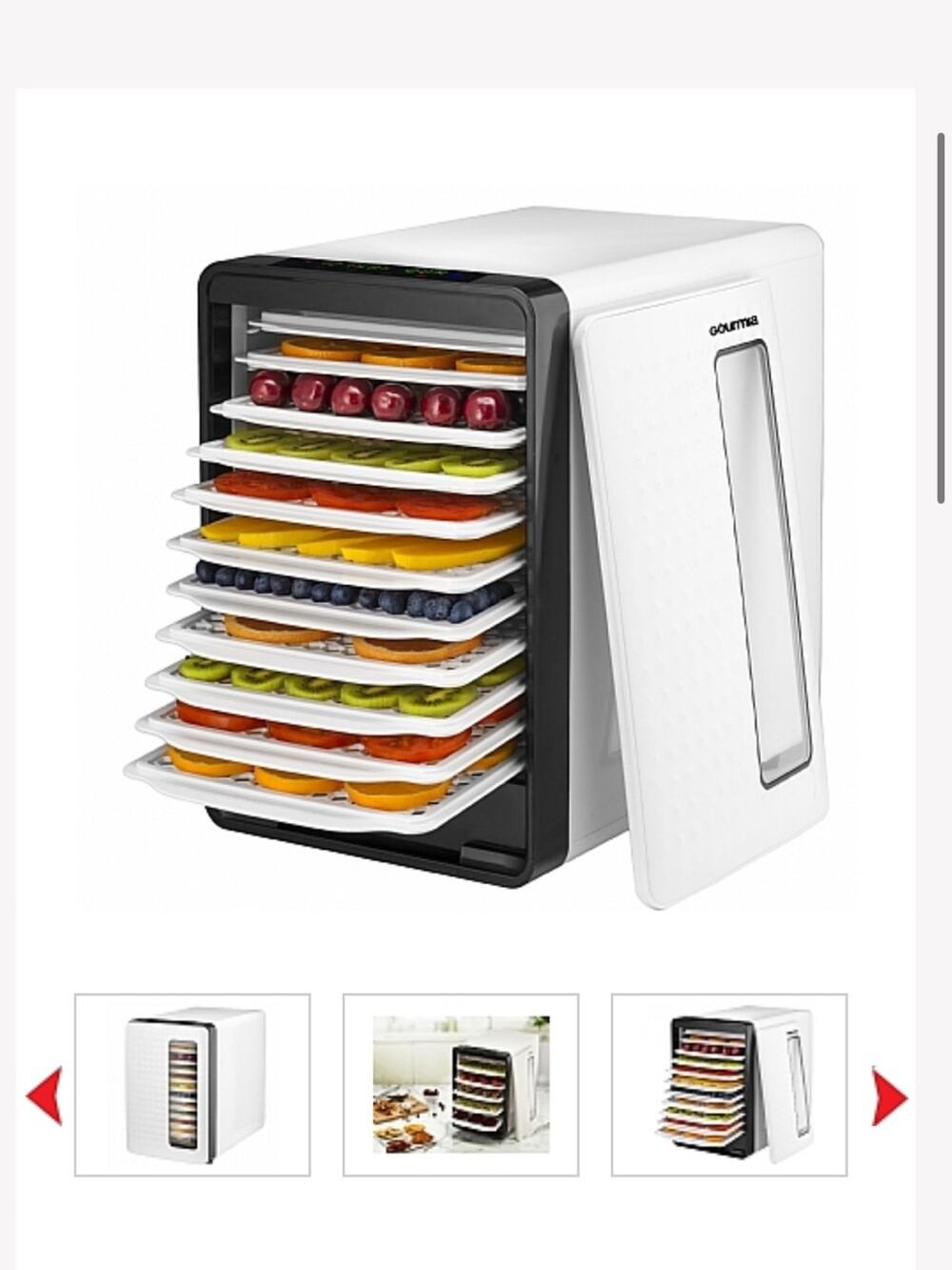 🗽 Gourmia GFD1850 Food Dehydrator With Touch Digital Temperature Control
